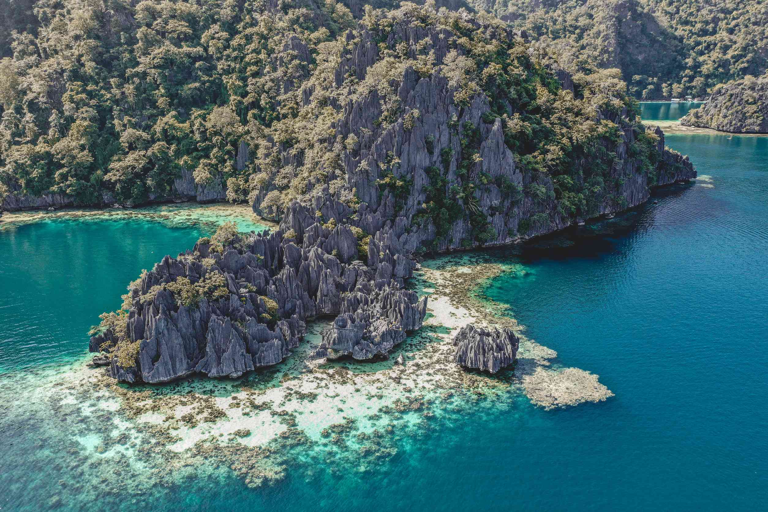 Aerial View Of The Twin Lagoon In Coron Island Palawan Philippines