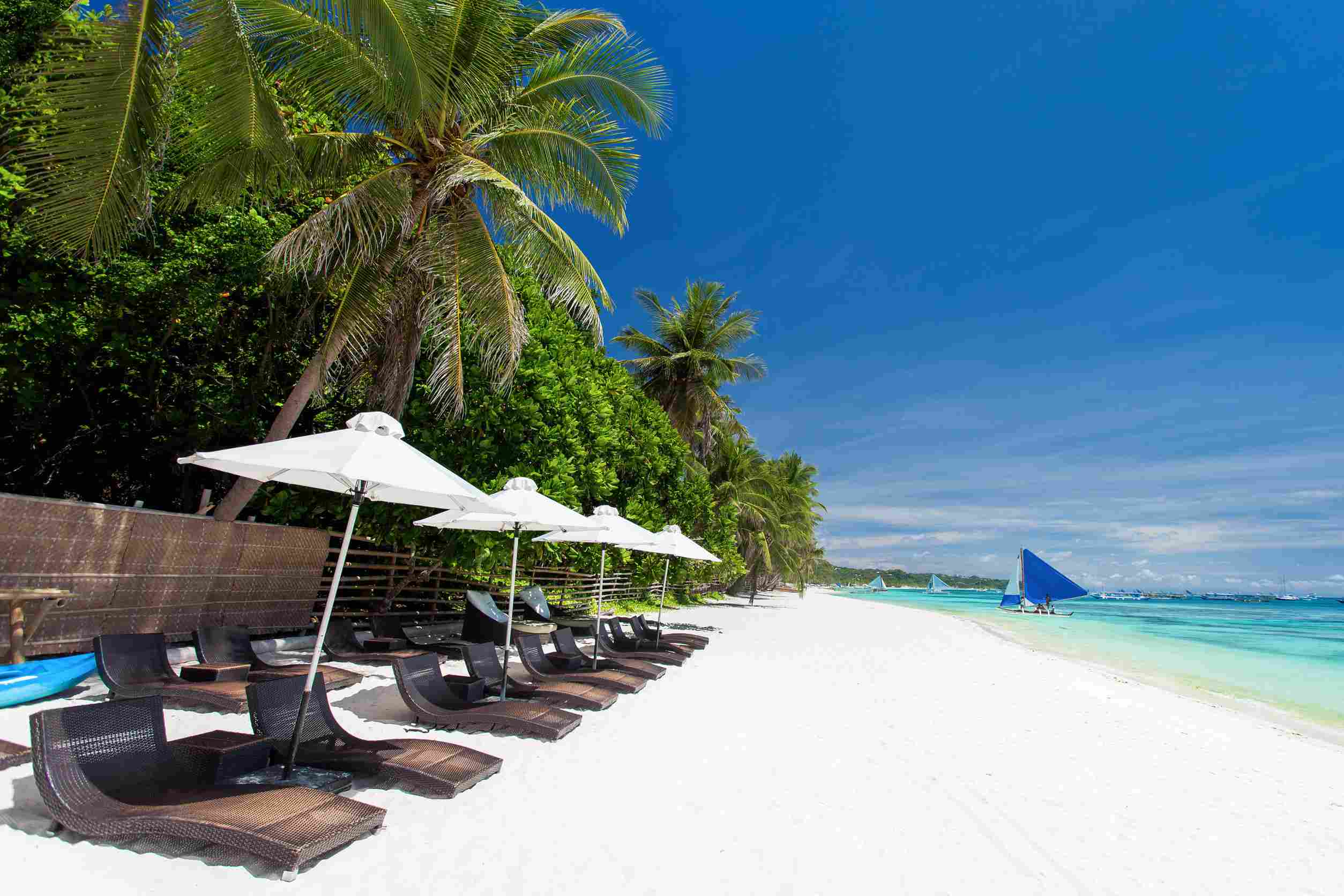 Diniwid beach view, white-sand beach in Boracay Island in the Philippine