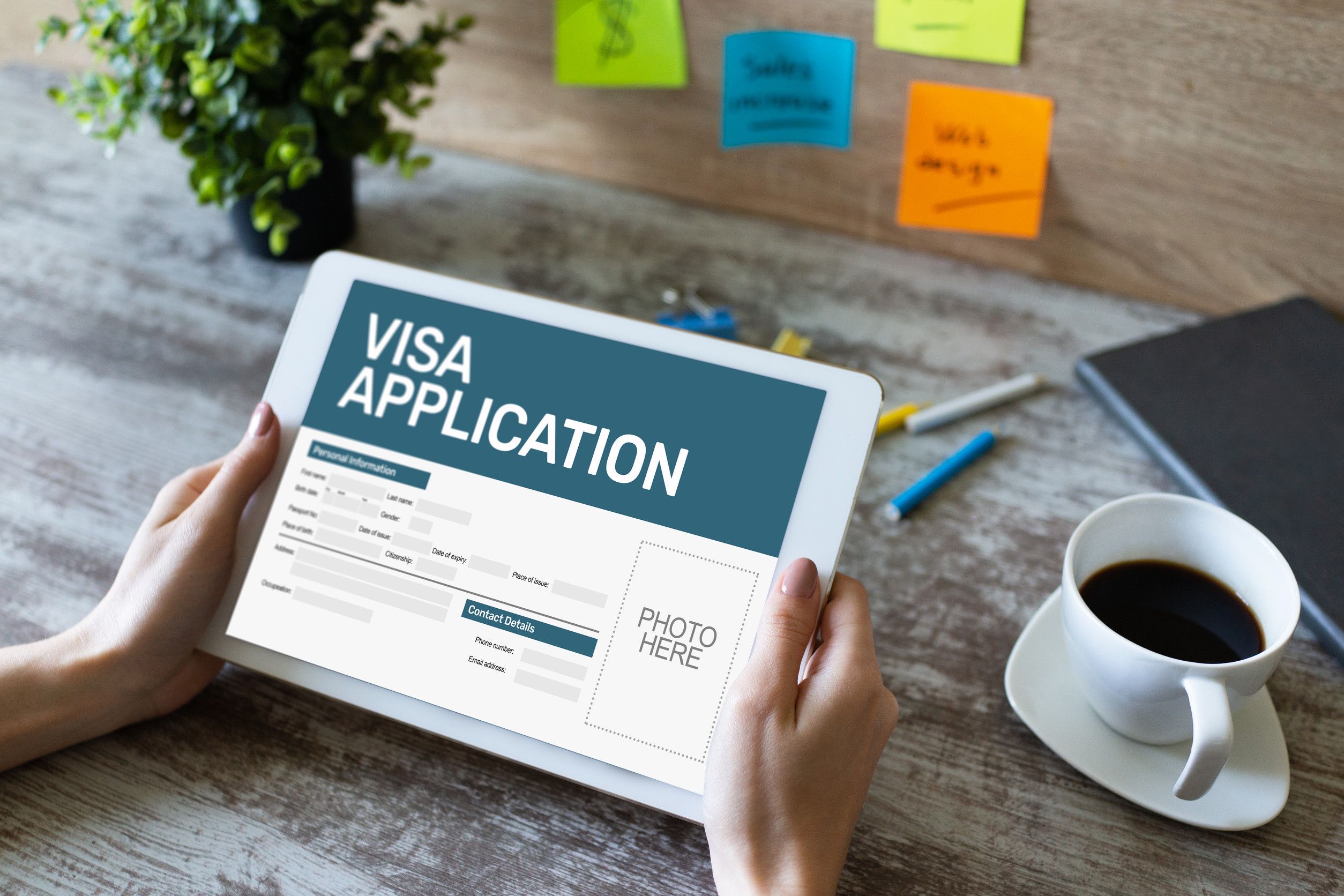 Online visa application form on screen